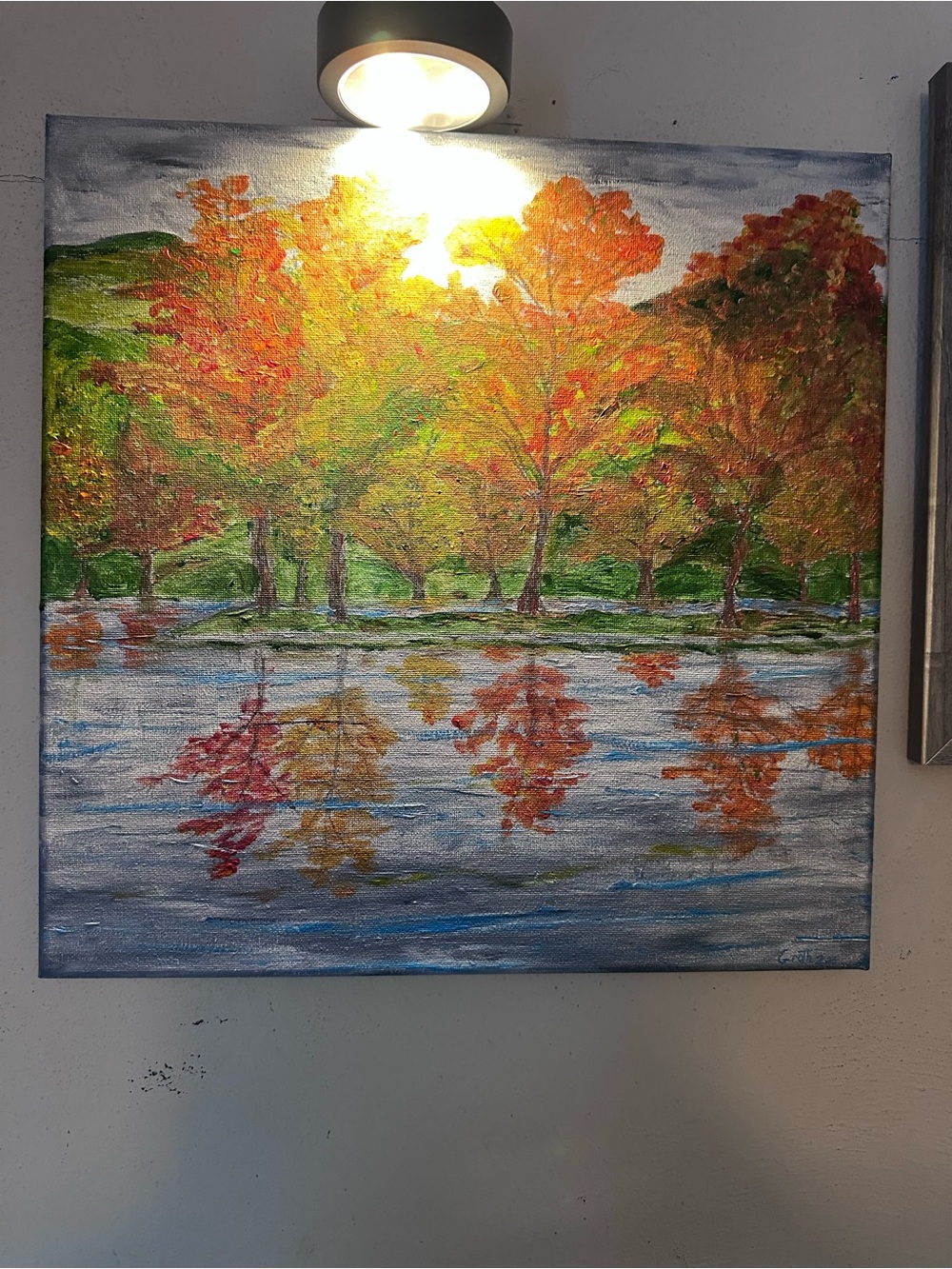 Original Autumn Landscape Painting in Blue & Orange